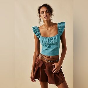 NWT Free People Vittoria Flutter Sleeve Crop Top